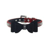 Adjustable Leather Bowknot with Rhinestone Pet Collar