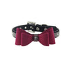 Adjustable Leather Bowknot with Rhinestone Pet Collar