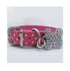 Dot Print Leather Collar With Rhinestones